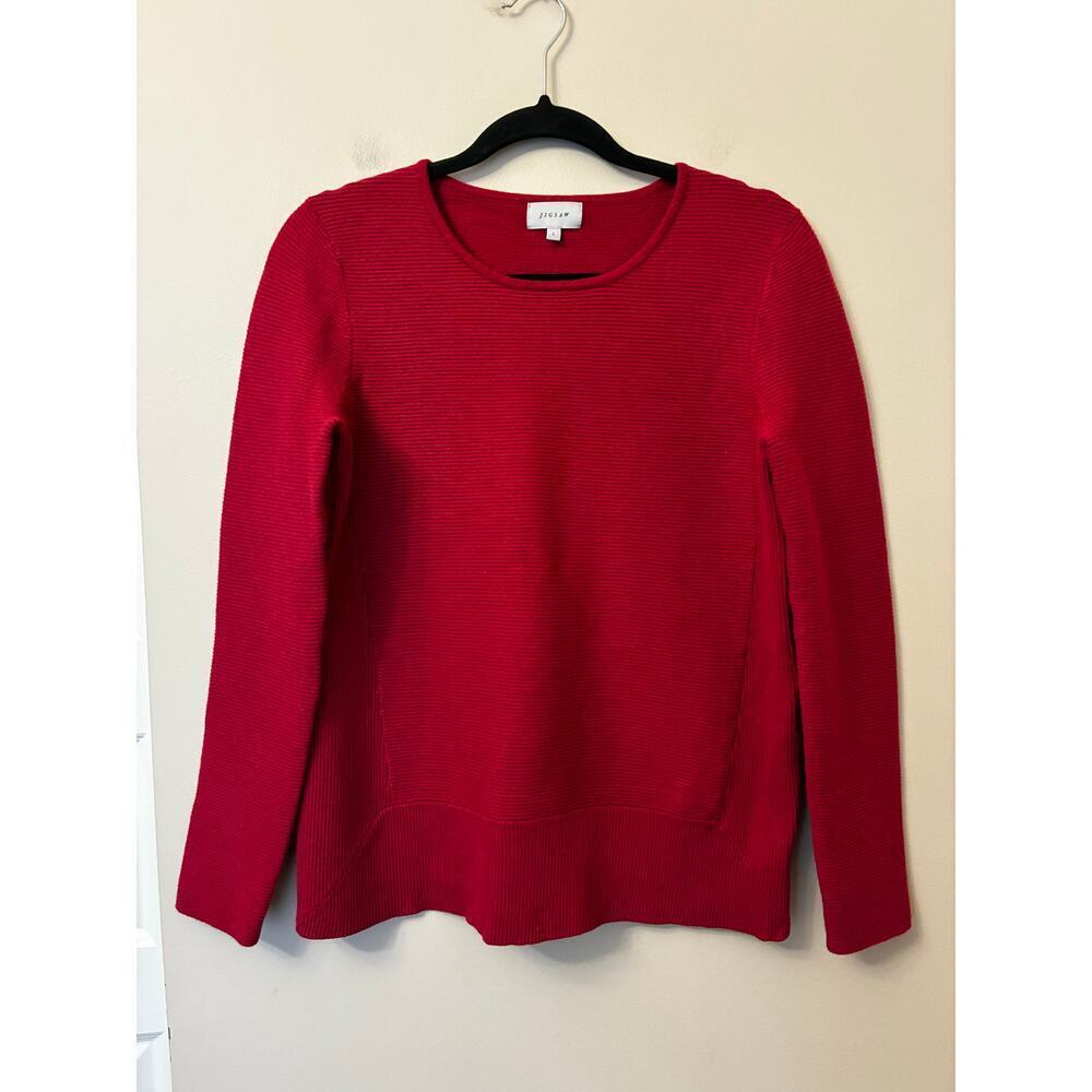 Jigsaw Dark Red Knit Wool Sweater Long Sleeve Crewneck Women's Size Small